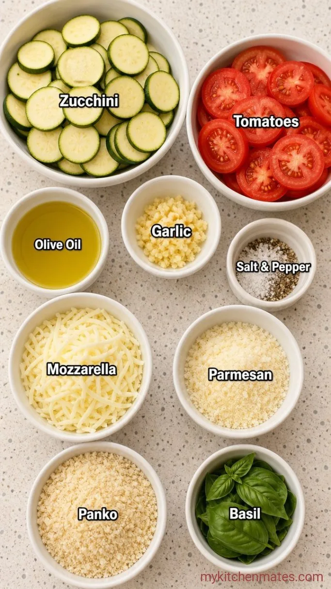 Quick Cheesy Zucchini Tomato Bake Ingredients